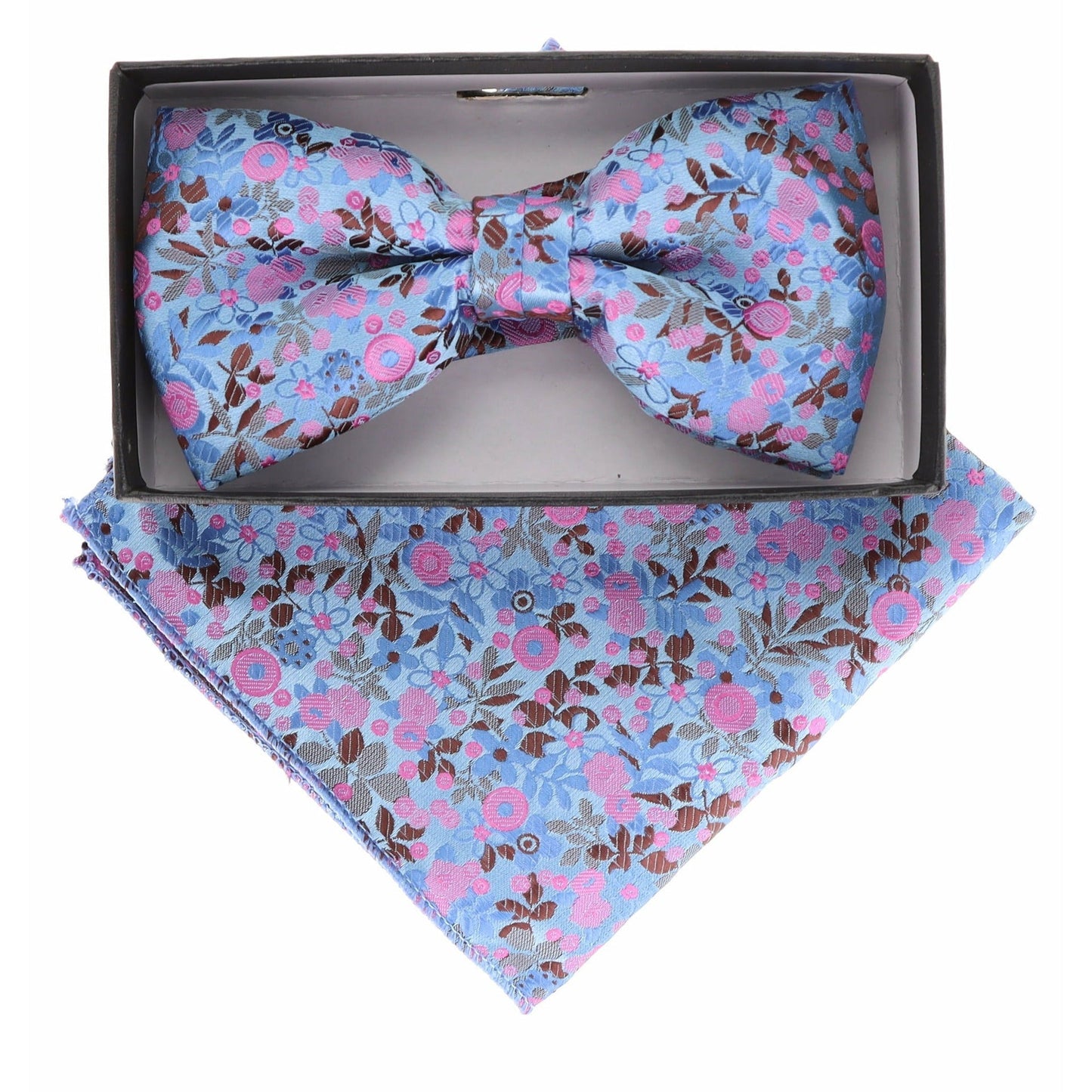 Floral Design Bow Tie & Pocket Square in a Box by Vittorio Farina (BH - D - 21143) for Independent Retail Stores by Dubal Brothers