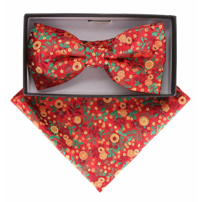 Floral Design Bow Tie & Pocket Square in a Box by Vittorio Farina (BH - D - 21143) for Independent Retail Stores by Dubal Brothers