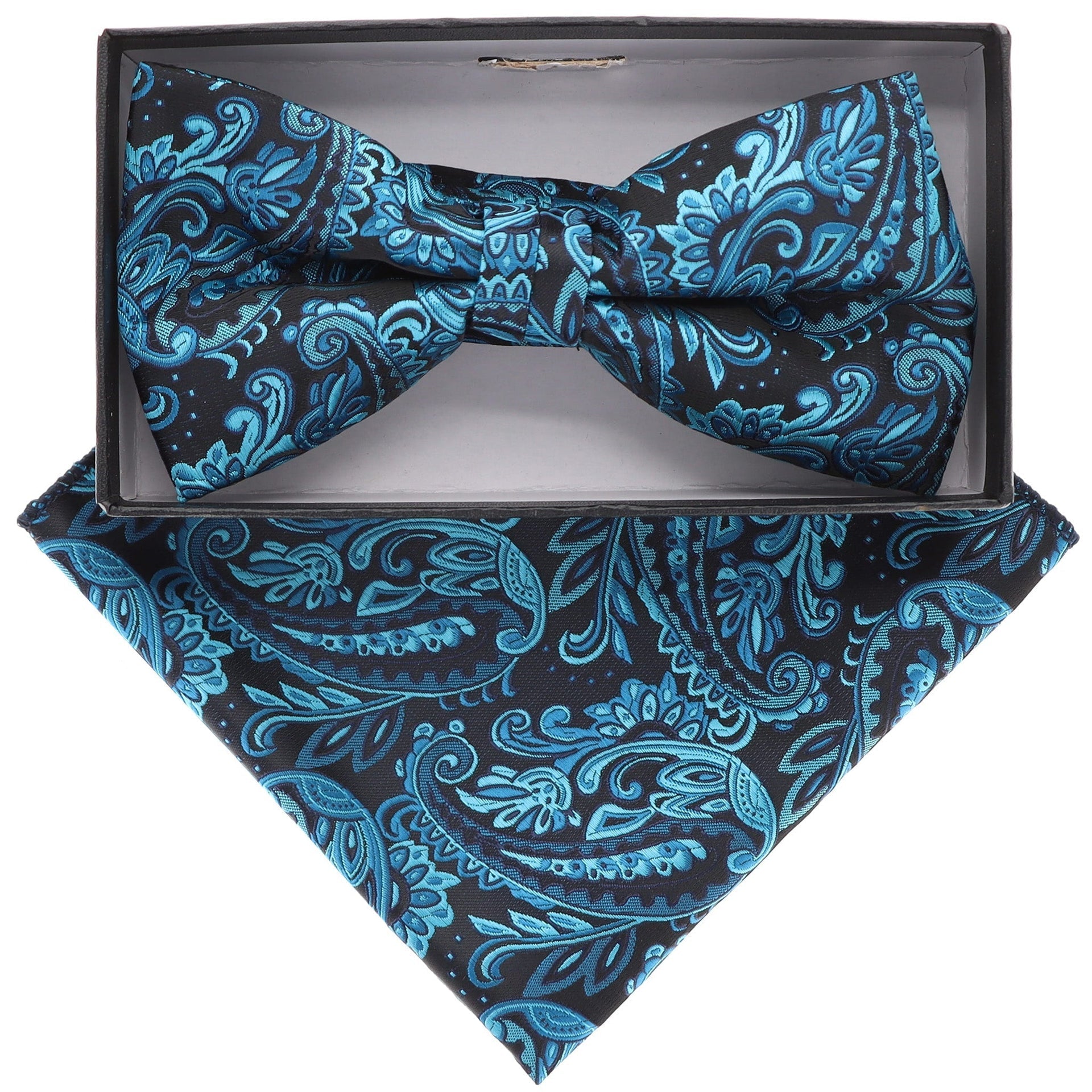 Floral Design Bow Tie & Pocket Square in a Box by Vittorio Farina (BH - D - 21145) for Independent Retail Stores by Dubal Brothers