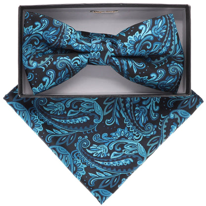 Floral Design Bow Tie & Pocket Square in a Box by Vittorio Farina (BH - D - 21145) for Independent Retail Stores by Dubal Brothers