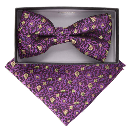 Floral Design Bow Tie & Pocket Square in a Box by Vittorio Farina (BH - D - 21148) for Independent Retail Stores by Dubal Brothers