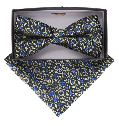 Floral Design Bow Tie & Pocket Square in a Box by Vittorio Farina (BH - D - 21149) for Independent Retail Stores by Dubal Brothers