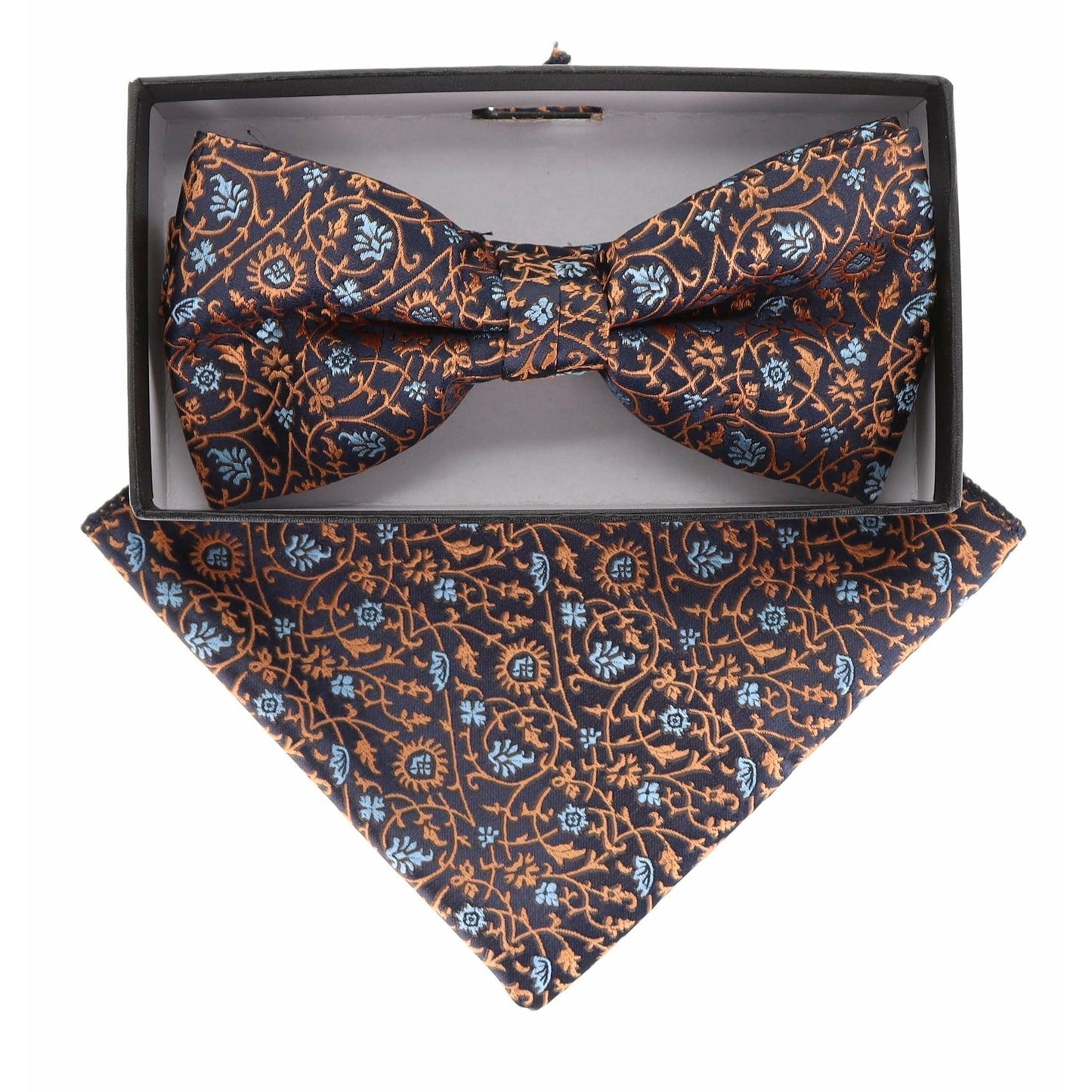 Floral Design Bow Tie & Pocket Square in a Box by Vittorio Farina (BH - D - 21150) for Independent Retail Stores by Dubal Brothers