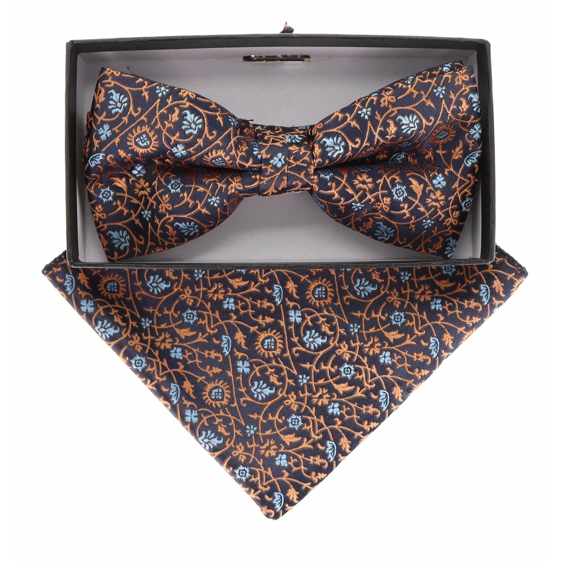 Floral Design Bow Tie & Pocket Square in a Box by Vittorio Farina (BH - D - 21150) for Independent Retail Stores by Dubal Brothers