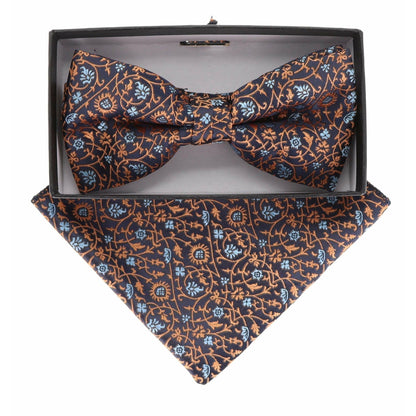 Floral Design Bow Tie & Pocket Square in a Box by Vittorio Farina (BH - D - 21150) for Independent Retail Stores by Dubal Brothers
