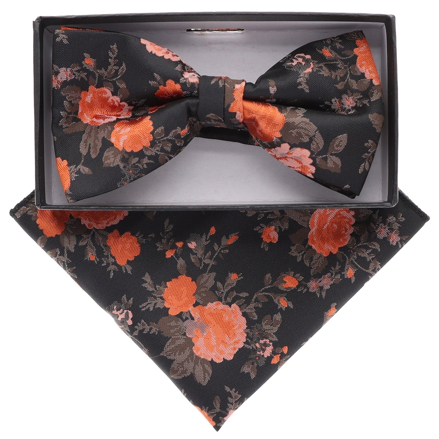 Floral Design Bow Tie & Pocket Square in a Box by Vittorio Farina (BH - D - 5216) for Independent Retail Stores by Dubal Brothers