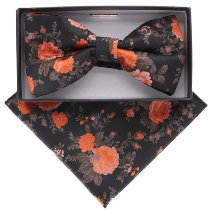 Floral Design Bow Tie & Pocket Square in a Box by Vittorio Farina (BH - D - 5216) for Independent Retail Stores by Dubal Brothers