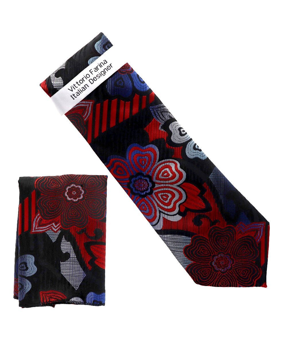 Floral Design Necktie & Pocket Square by Vittorio Farina (NH-D-1362) for Independent Retail Stores by Dubal Brothers