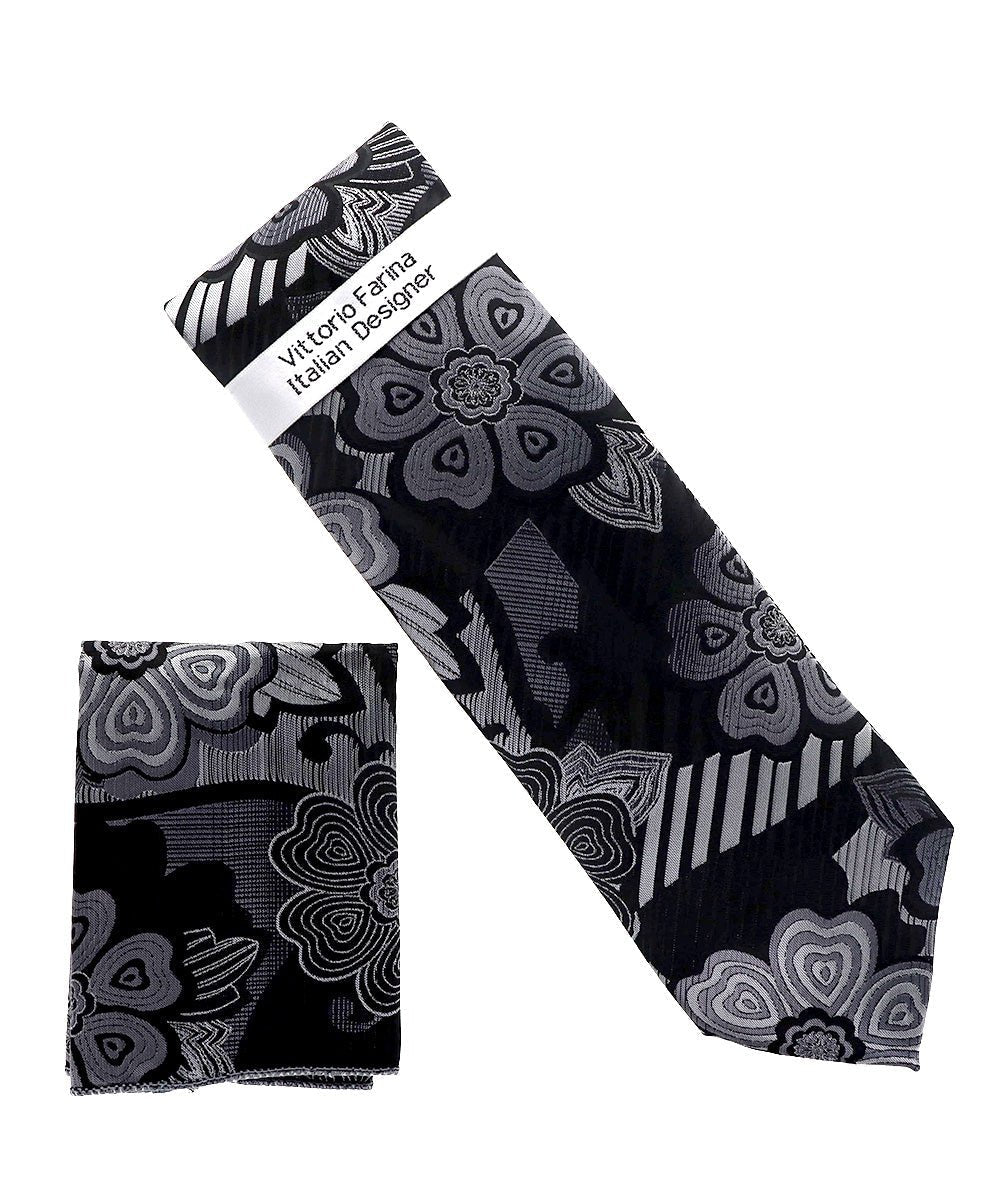 Floral Design Necktie & Pocket Square by Vittorio Farina (NH-D-1362) for Independent Retail Stores by Dubal Brothers