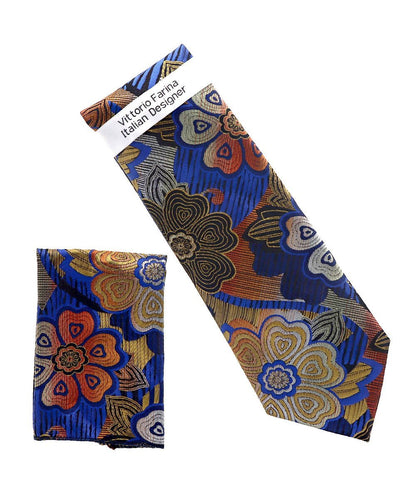Floral Design Necktie & Pocket Square by Vittorio Farina (NH-D-1362) for Independent Retail Stores by Dubal Brothers