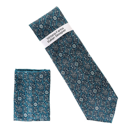 Floral Design Necktie & Pocket Square by Vittorio Farina (NH-D-1362) for Independent Retail Stores by Dubal Brothers