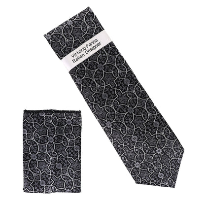 Floral Design Necktie & Pocket Square by Vittorio Farina (NH - D - 1362) for Independent Retail Stores by Dubal Brothers