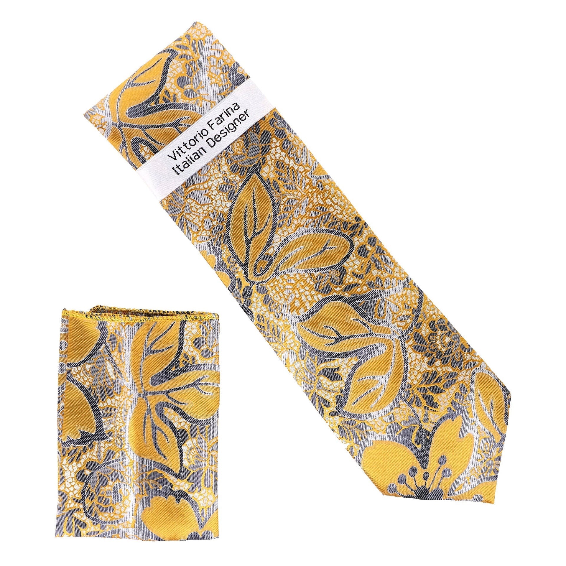 Floral Design Necktie & Pocket Square by Vittorio Farina (NH - D - 1406) for Independent Retail Stores by Dubal Brothers