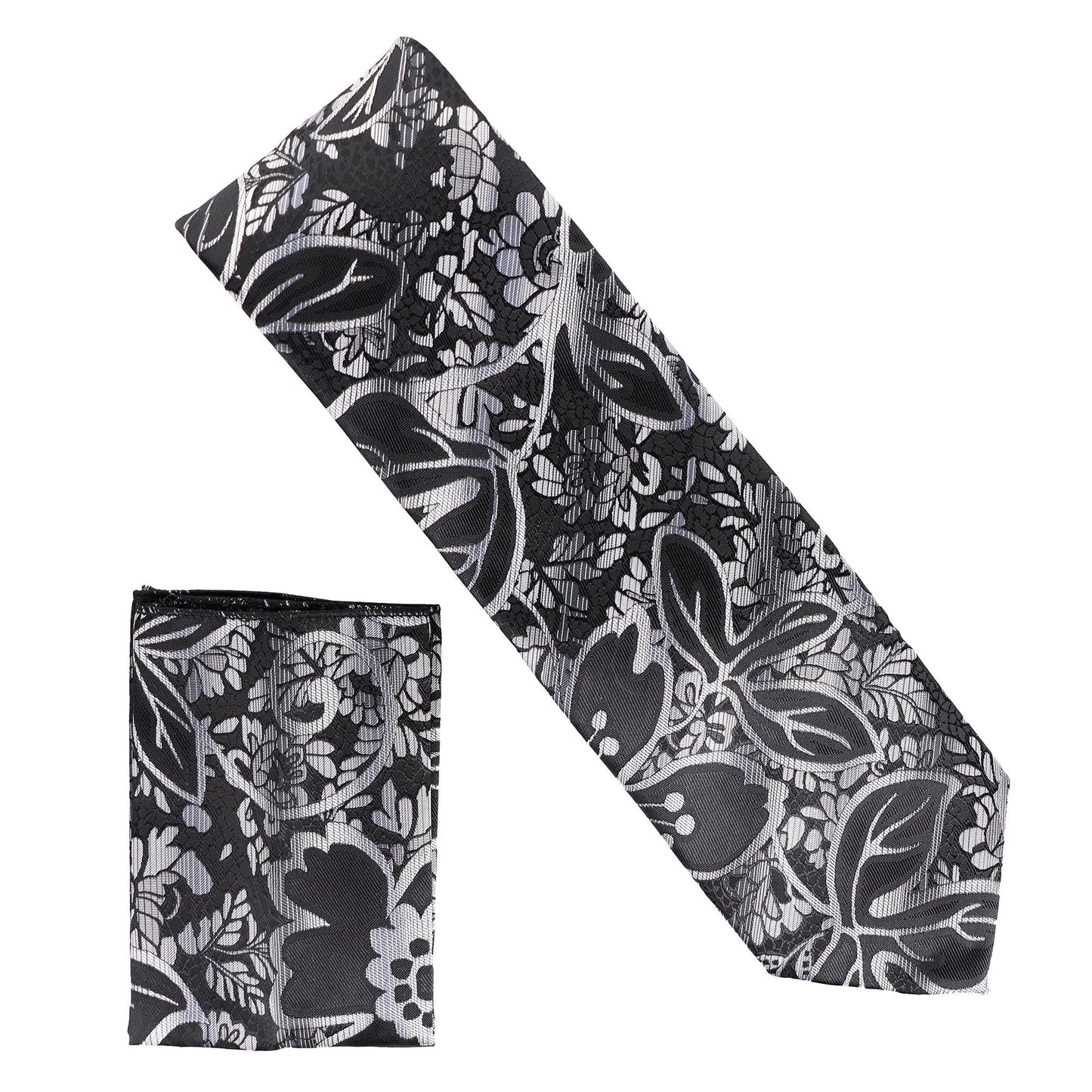 Floral Design Necktie & Pocket Square by Vittorio Farina (NH - D - 1406) for Independent Retail Stores by Dubal Brothers
