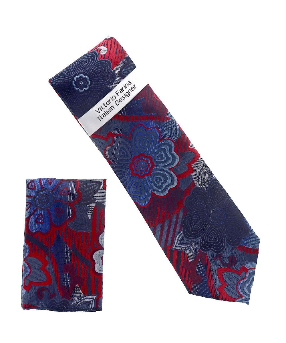 Floral Design Necktie & Pocket Square by Vittorio Farina (NH-D_1478) for Independent Retail Stores by Dubal Brothers
