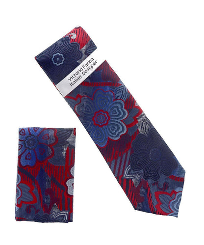 Floral Design Necktie & Pocket Square by Vittorio Farina (NH-D_1478) for Independent Retail Stores by Dubal Brothers