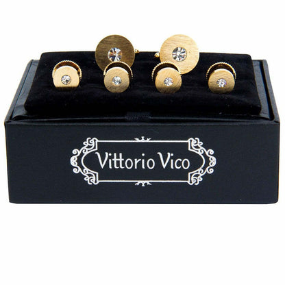 Fancy Cufflinks & Stud Set with Gold Setting in a Box by Vittorio Vico