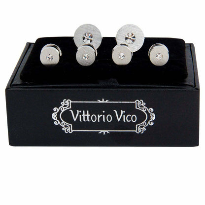 Fancy Cufflinks & Stud Set with Silver Setting in a Box by Vittorio Vico