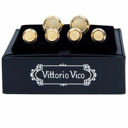 Fancy Cufflinks & Stud Set with Gold Setting in a Box by Vittorio Vico