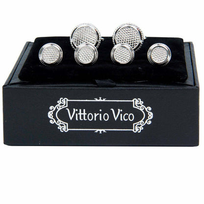 Fancy Cufflinks & Stud Set with Silver Setting in a Box by Vittorio Vico