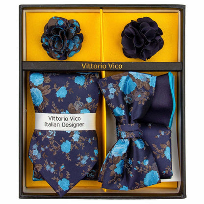 Gift Box (Necktie, Bow Tie, Pocket Square and Flower Lapel Pin) in a Box by Vittorio Farina