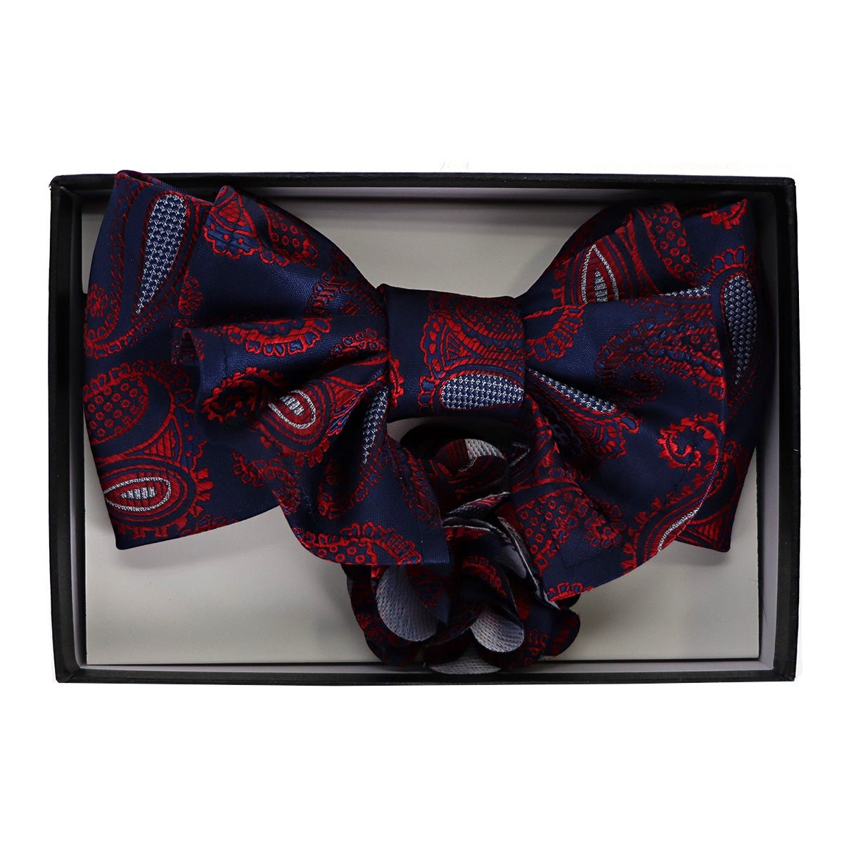 Vittorio Farina Men's Design XL Bow Tie, Pocket Square and Flower Lapel Pin in Gift Box - GB - XLBHL_2134 - Classy Cufflinks