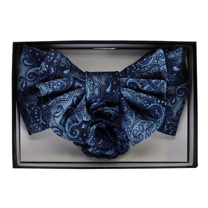 Vittorio Farina Men's Design XL Bow Tie, Pocket Square and Flower Lapel Pin in Gift Box - GB - XLBHL_2136 - Classy Cufflinks
