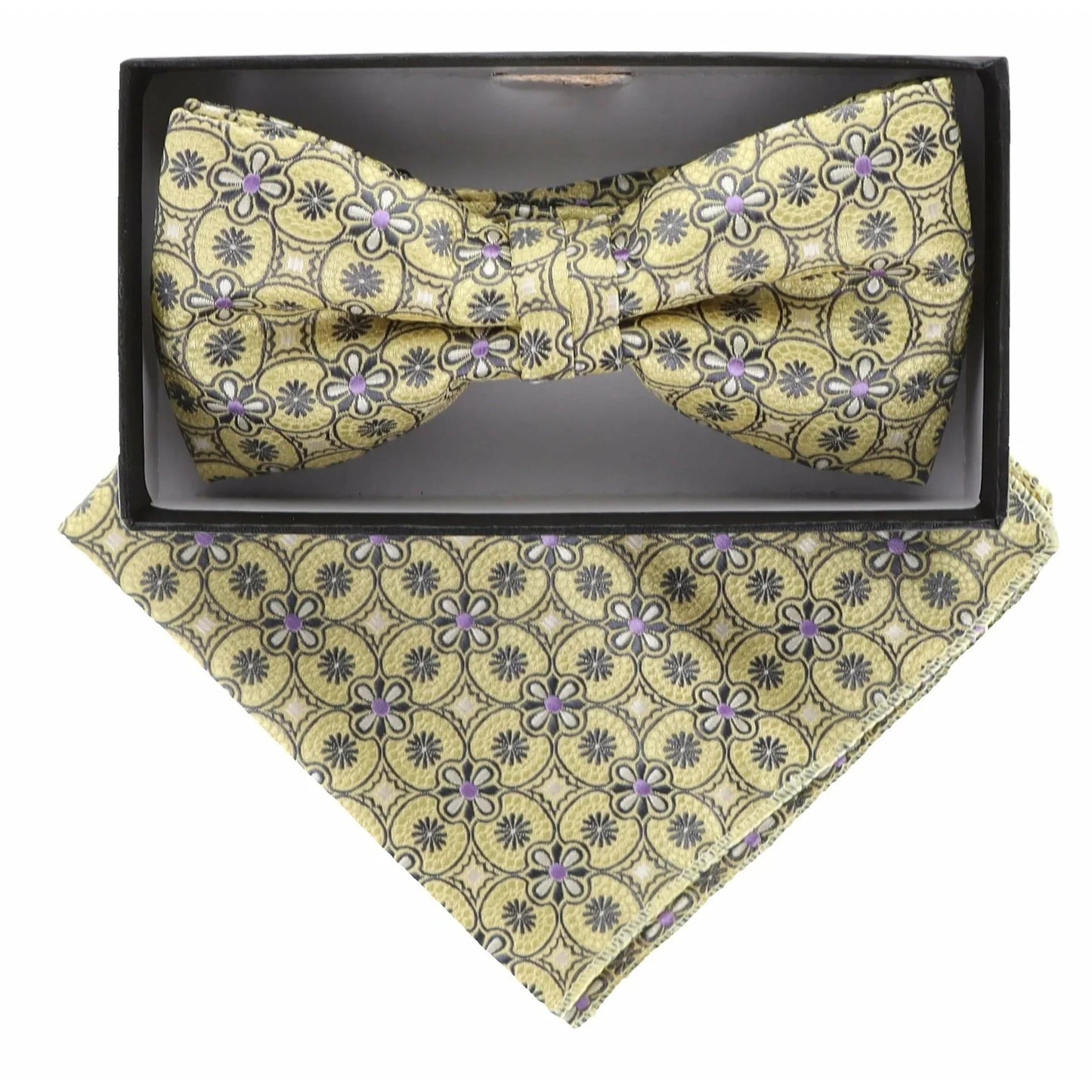 Geometric Design Bow Tie & Pocket Square in a Box by Vittorio Farina (BH-D-21037) for Independent Retail Stores by Dubal Brothers