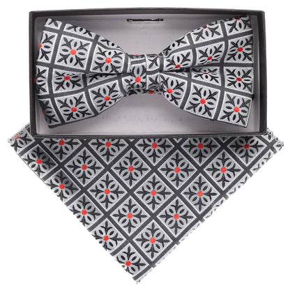 Geometric Design Bow Tie & Pocket Square in a Box by Vittorio Farina (BH - D - 21059) for Independent Retail Stores by Dubal Brothers