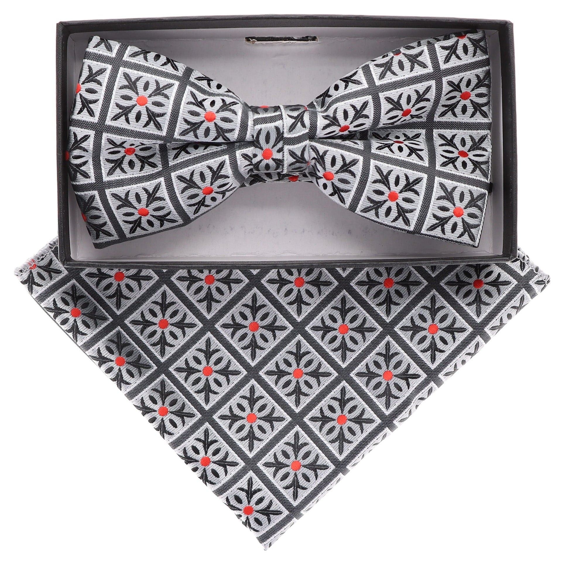 Geometric Design Bow Tie & Pocket Square in a Box by Vittorio Farina (BH-D-21059) for Independent Retail Stores by Dubal Brothers