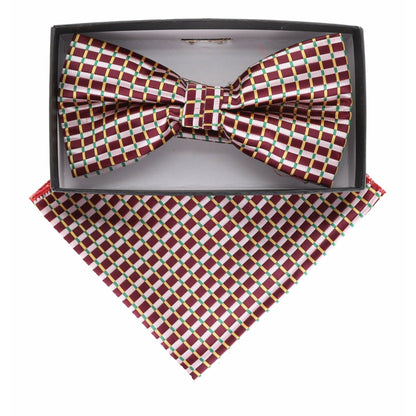 Geometric Design Bow Tie & Pocket Square in a Box by Vittorio Farina (BH-D-21069) for Independent Retail Stores by Dubal Brothers