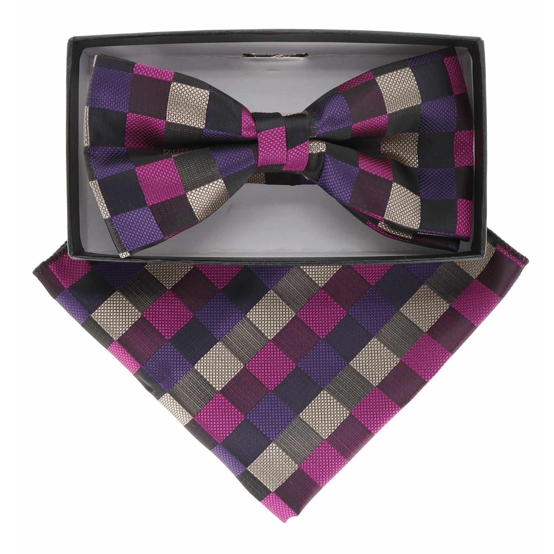 Geometric Design Bow Tie & Pocket Square in a Box by Vittorio Farina (BH - D - 21070) for Independent Retail Stores by Dubal Brothers