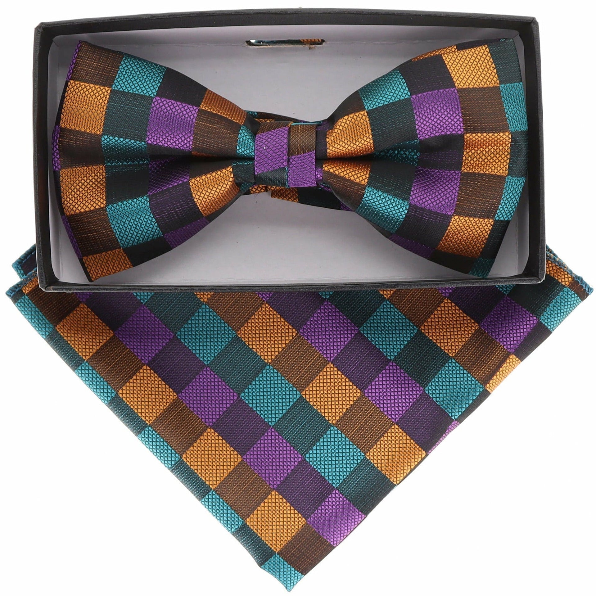 Geometric Design Bow Tie & Pocket Square in a Box by Vittorio Farina (BH - D - 21071) for Independent Retail Stores by Dubal Brothers