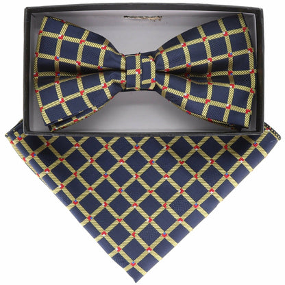 Geometric Design Bow Tie & Pocket Square in a Box by Vittorio Farina (BH - D - 21074) for Independent Retail Stores by Dubal Brothers