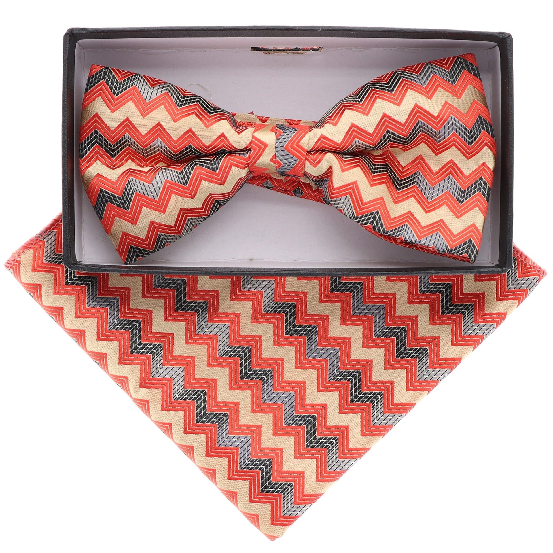 Geometric Design Bow Tie & Pocket Square in a Box by Vittorio Farina (BH - D - 21086) for Independent Retail Stores by Dubal Brothers