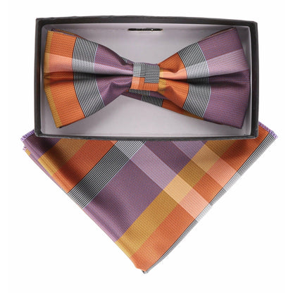 Geometric Design Bow Tie & Pocket Square in a Box by Vittorio Farina (BH - D - 21086) for Independent Retail Stores by Dubal Brothers