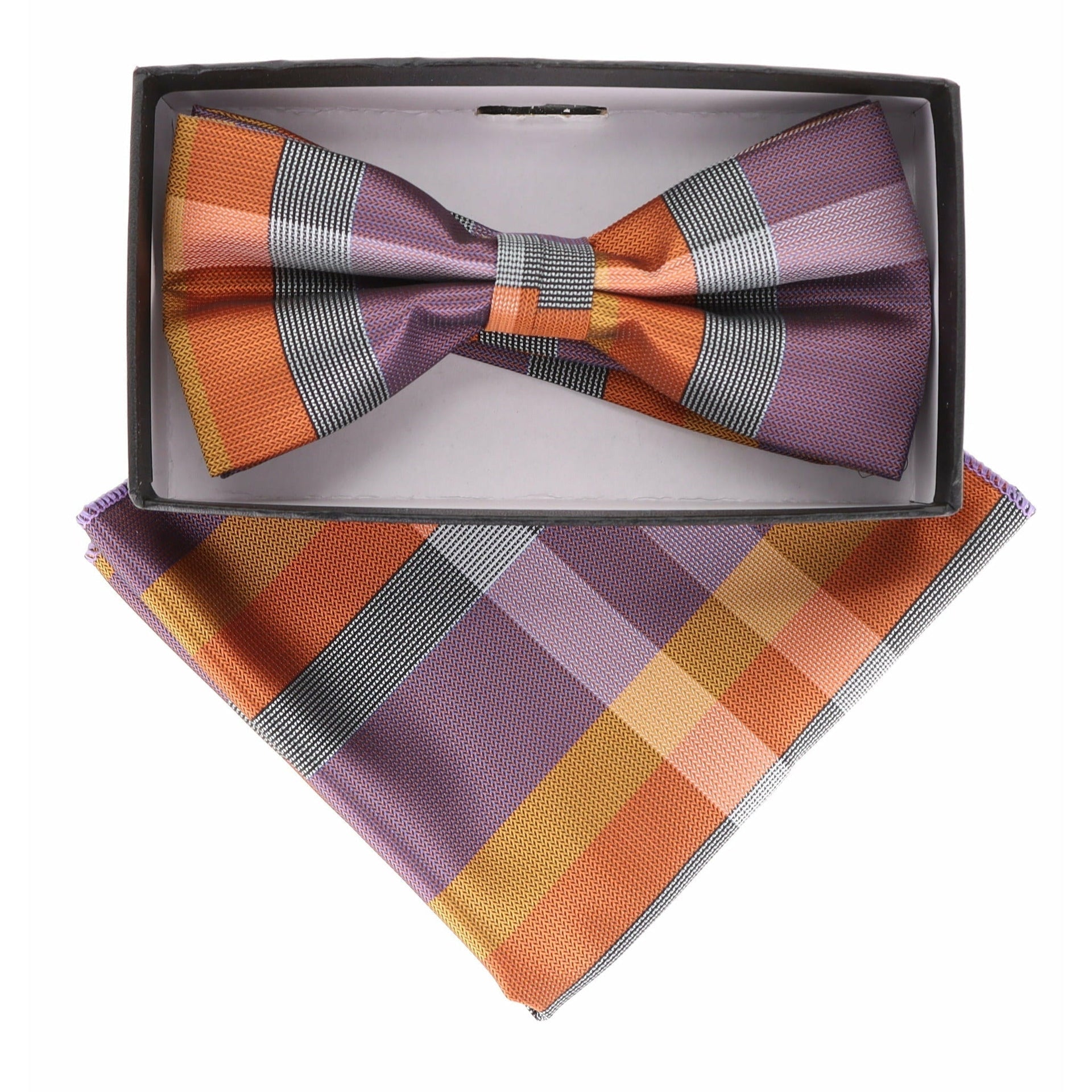 Geometric Design Bow Tie & Pocket Square in a Box by Vittorio Farina (BH-D-21086) for Independent Retail Stores by Dubal Brothers