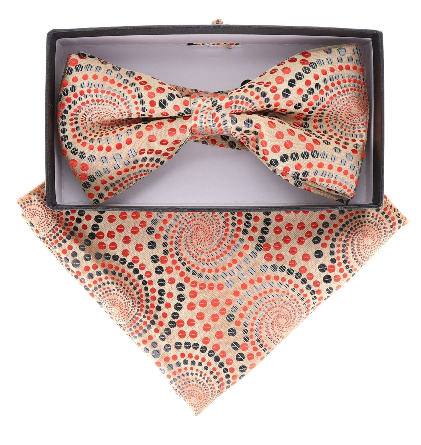 Geometric Design Bow Tie & Pocket Square in a Box by Vittorio Farina (BH - D - 21087) for Independent Retail Stores by Dubal Brothers