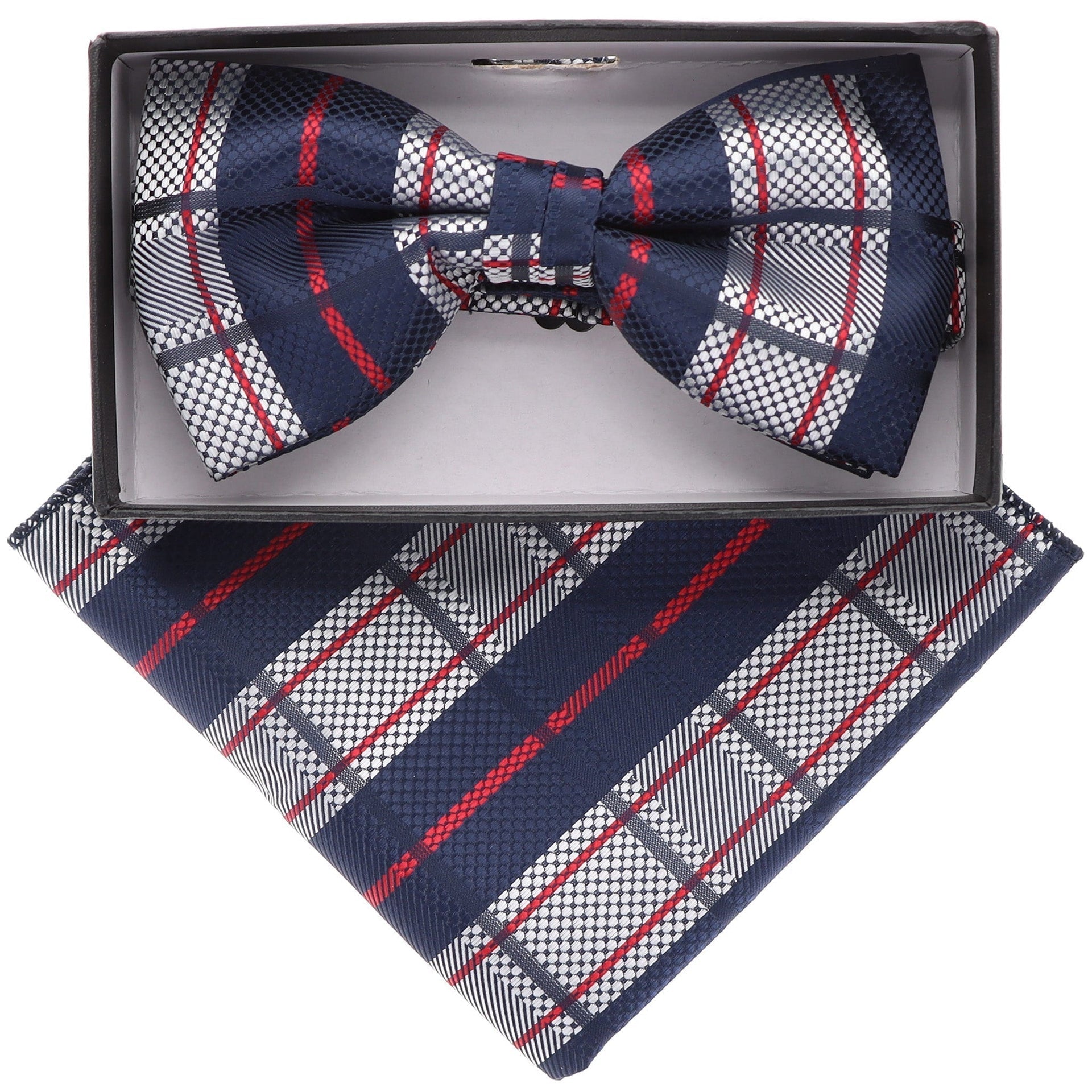 Geometric Design Bow Tie & Pocket Square in a Box by Vittorio Farina (BH - D - 21087) for Independent Retail Stores by Dubal Brothers