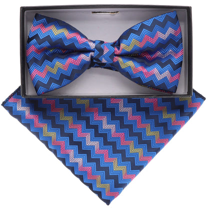 Geometric Design Bow Tie & Pocket Square in a Box by Vittorio Farina (BH - D - 21087) for Independent Retail Stores by Dubal Brothers