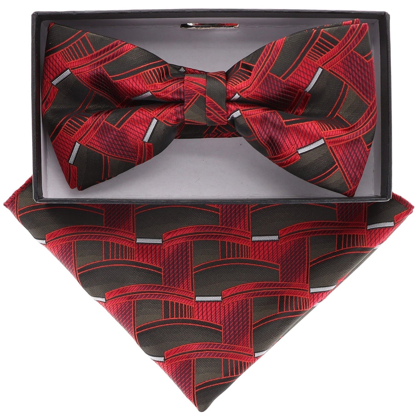 Geometric Design Bow Tie & Pocket Square in a Box by Vittorio Farina (BH-D-21108) for Independent Retail Stores by Dubal Brothers
