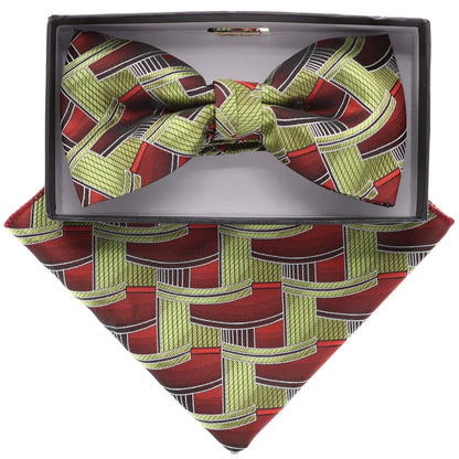 Geometric Design Bow Tie & Pocket Square in a Box by Vittorio Farina (BH - D - 21126) for Independent Retail Stores by Dubal Brothers