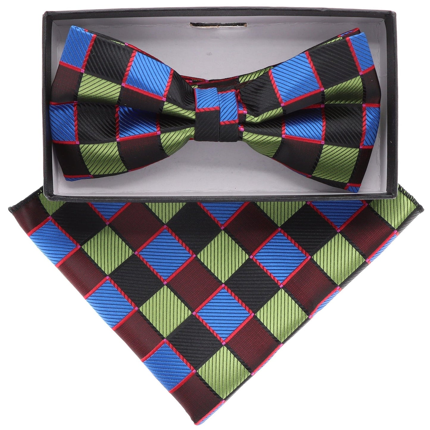 Geometric Design Bow Tie & Pocket Square in a Box by Vittorio Farina (BH - D - 21133) for Independent Retail Stores by Dubal Brothers