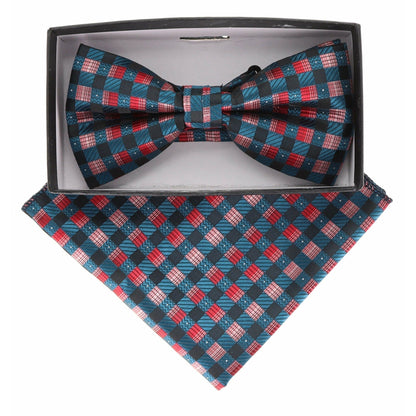 Geometric Design Bow Tie & Pocket Square in a Box by Vittorio Farina (BH-D-21151) for Independent Retail Stores by Dubal Brothers