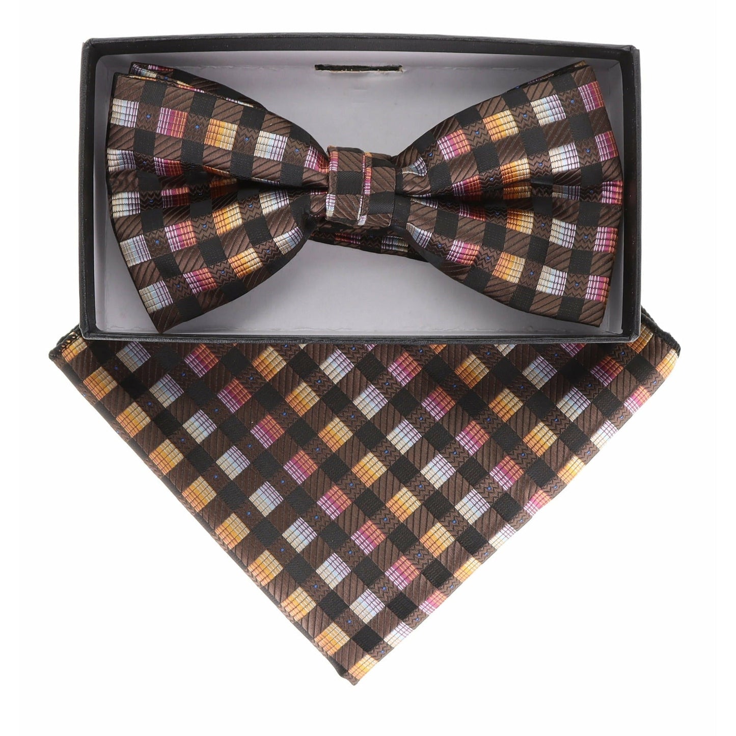Geometric Design Bow Tie & Pocket Square in a Box by Vittorio Farina (BH - D - 21152) for Independent Retail Stores by Dubal Brothers