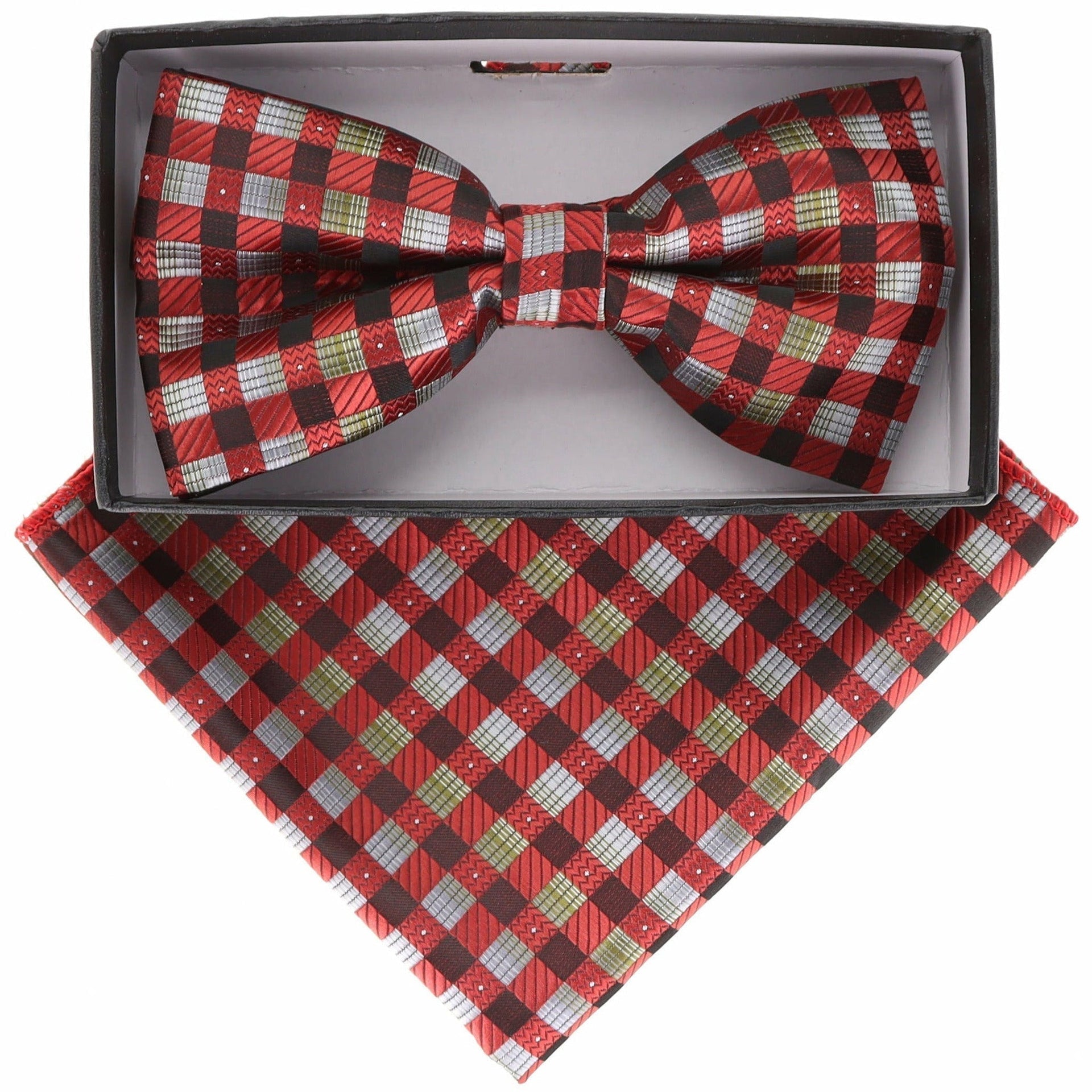 Geometric Design Bow Tie & Pocket Square in a Box by Vittorio Farina (BH - D - 21153) for Independent Retail Stores by Dubal Brothers