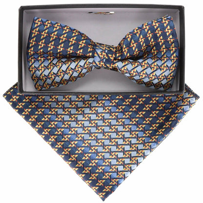 Geometric Design Bow Tie & Pocket Square in a Box by Vittorio Farina (BH-D-21157) for Independent Retail Stores by Dubal Brothers