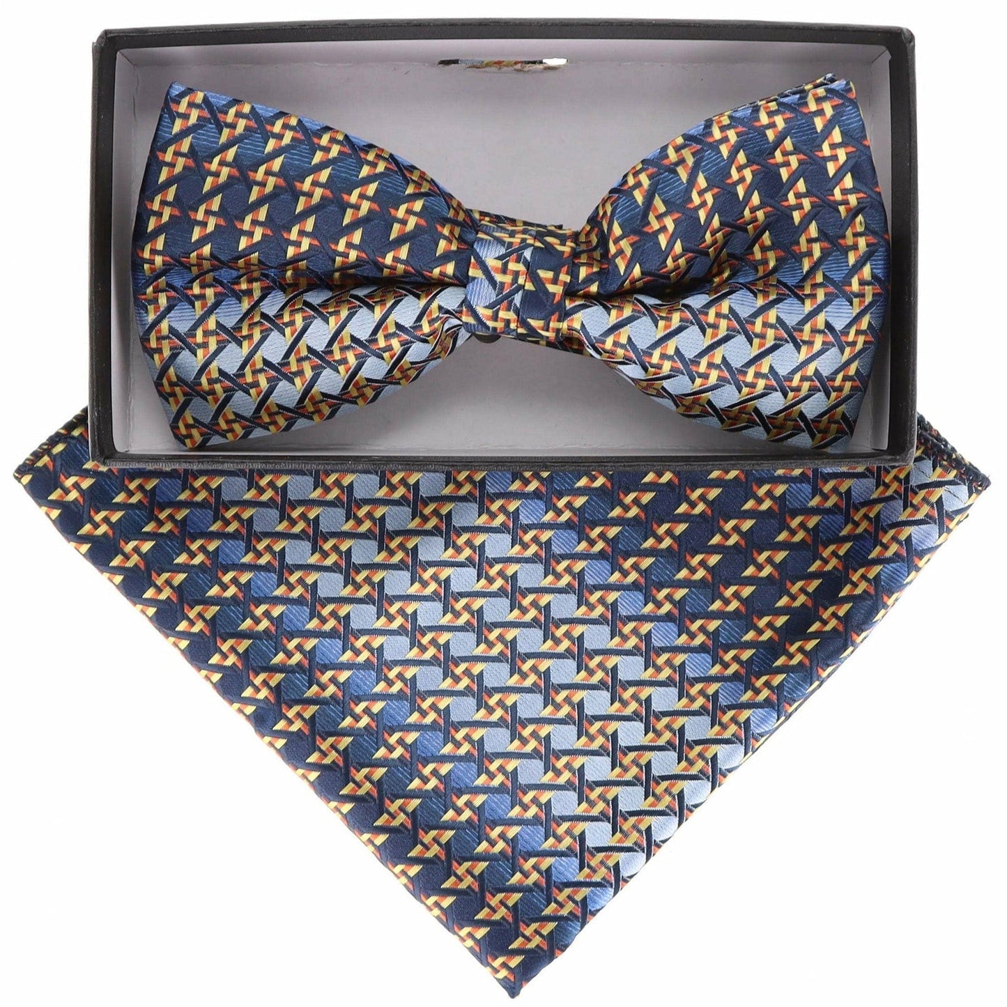 Geometric Design Bow Tie & Pocket Square in a Box by Vittorio Farina (BH - D - 21157) for Independent Retail Stores by Dubal Brothers