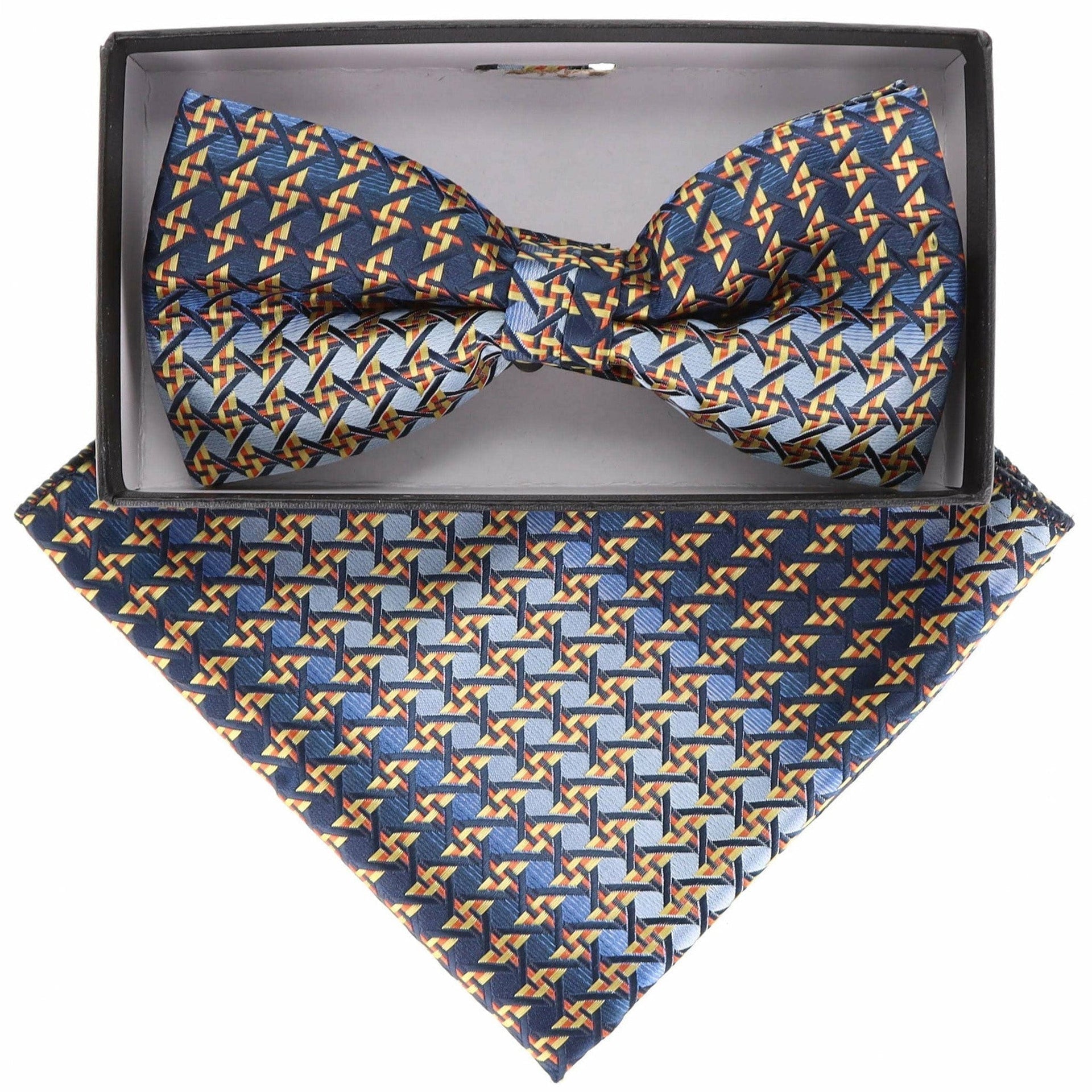 Geometric Design Bow Tie & Pocket Square in a Box by Vittorio Farina (BH - D - 21157) for Independent Retail Stores by Dubal Brothers