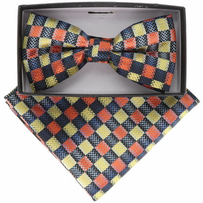 Geometric Design Bow Tie & Pocket Square in a Box by Vittorio Farina (BH - D - 21157) for Independent Retail Stores by Dubal Brothers